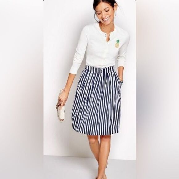 J.Crew navy and white pleated skirt with pockets Size 00 - Picture 1 of 5